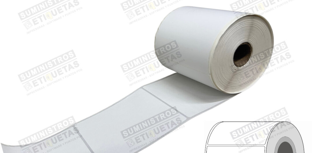 Rollo de etiquetas termica directa 100x100 blanca de 500 unidades para identificacion