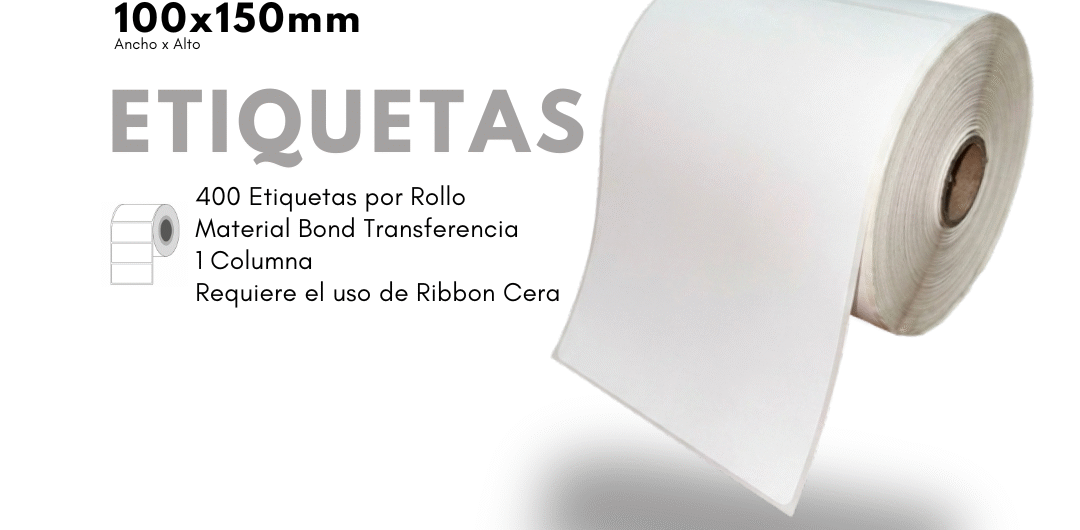 Rollo Etiqueta adhesiva 100X150 Transferencia Termica
