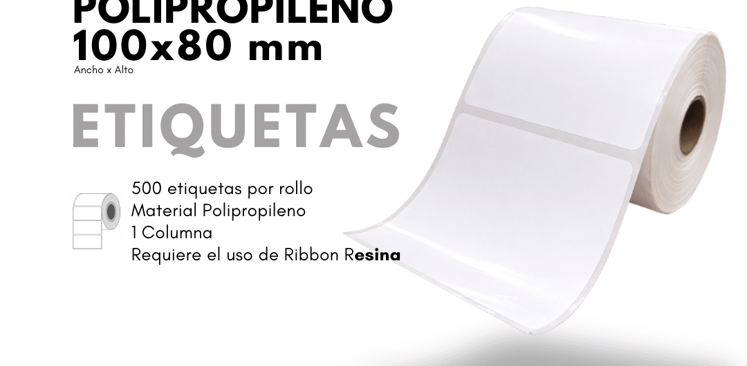 Rollo Etiqueta adhesiva 100X80 Polipropileno Brillante