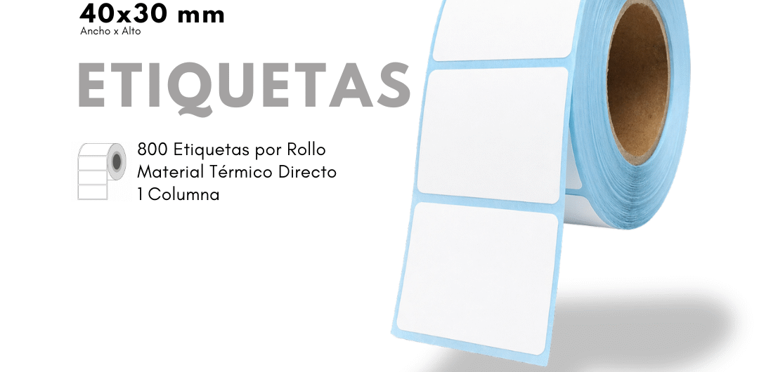 Rollo de Etiquetas Adhesivas 40x30mm – Térmica Directa (TD)
