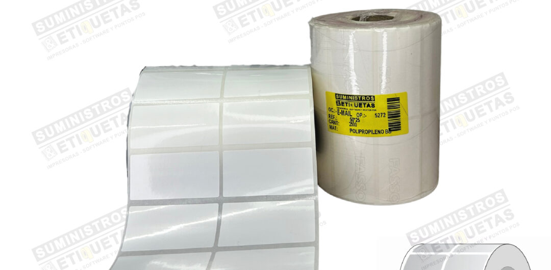 Rollo Etiqueta adhesiva 50X25 Polipropileno Brillante
