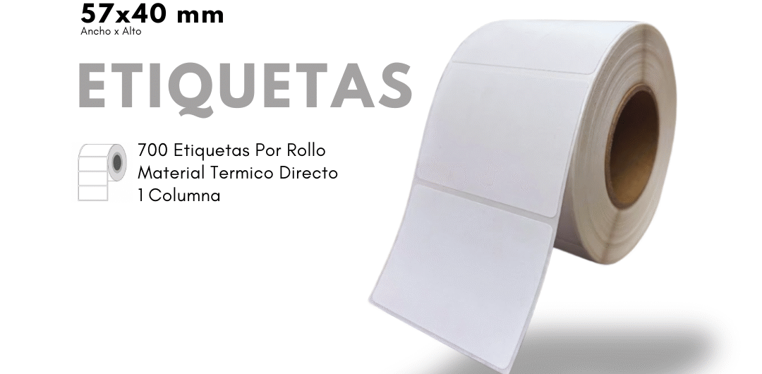 Rollo de Etiquetas Térmica Directa 57x40mm – 700 Unidades