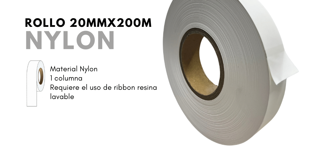 Rollo nylon para marquillas textiles 20X200