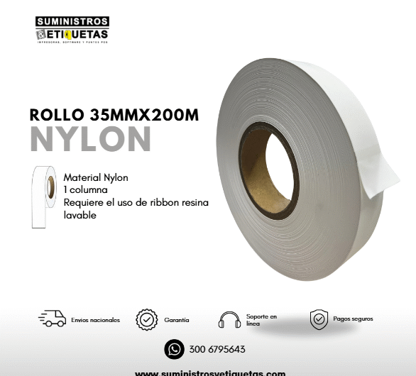 Rollo nylon para marquillas textiles 35X200