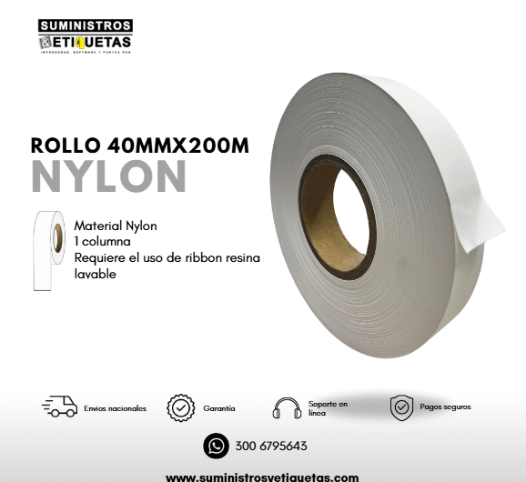 Rollo nylon para marquillas textiles 40X200