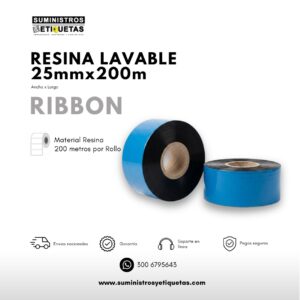 Cinta Ribbon Resina Lavable 25X200