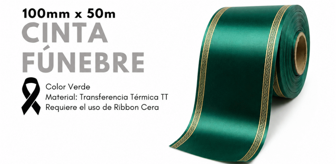 Rollo de Cinta Fúnebre 100mm x 50m – Verde (TT)