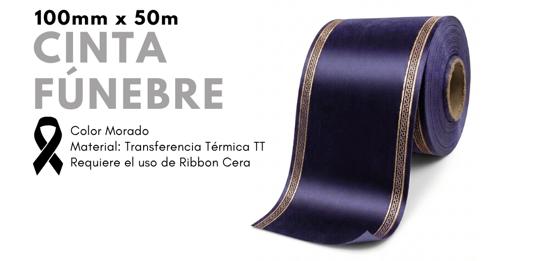 Rollo de Cinta Fúnebre 100mm x 50m – Morado (TT)