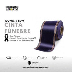 Rollo de Cinta Fúnebre 100mm x 50m – Morado (TT)