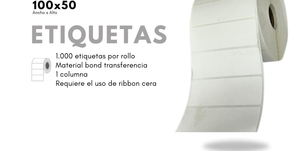 Rollo de Etiquetas Adhesivas 100x50mm – Verde Menta (TT)