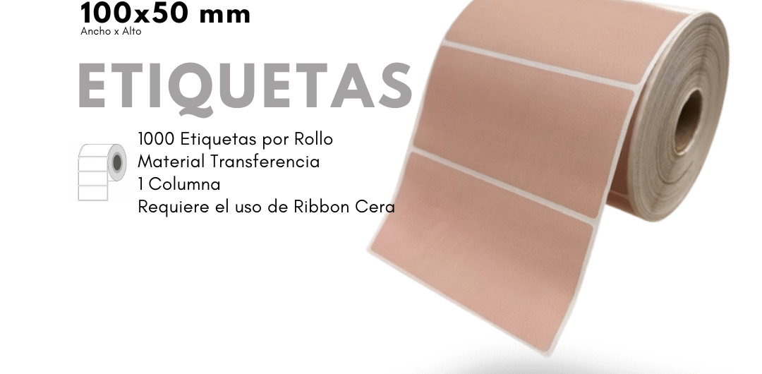 Rollo de Etiquetas Adhesivas 100x50mm – Rosa Claro (TT)