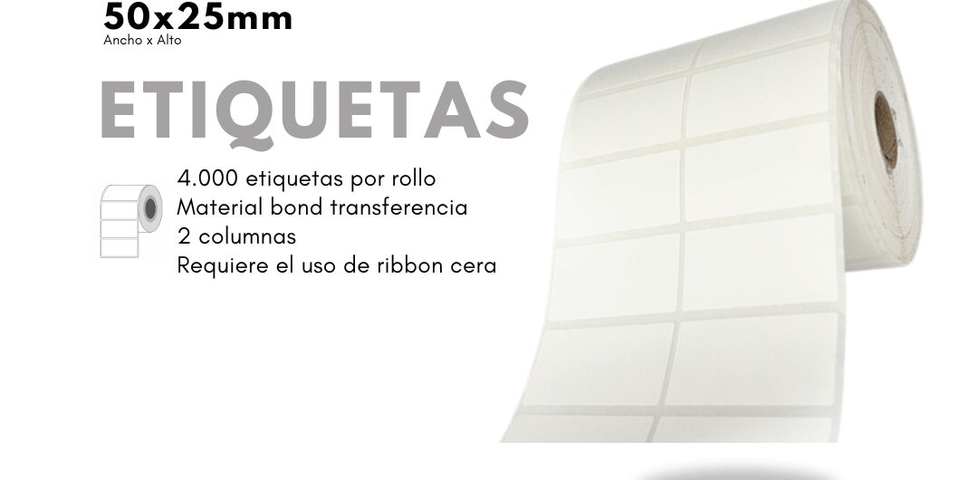 Rollo Etiqueta adhesiva 50X25 Transferencia Termica
