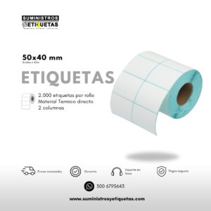 Rollo Etiqueta adhesiva 50X40 Termica Directa