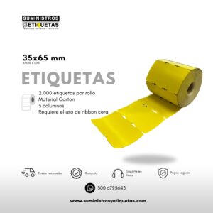 Rollo Etiqueta de Carton para Gondolas 35X65 Amarillo