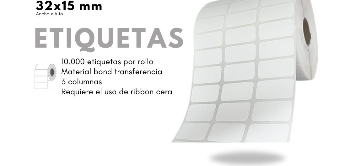 Rollo Etiqueta adhesiva 32X15 Transferencia Térmica
