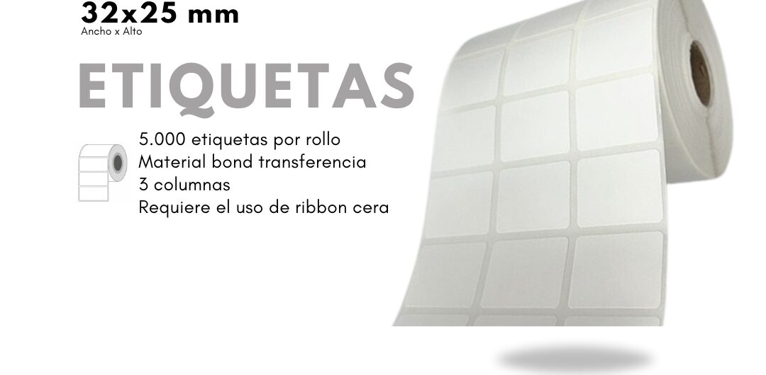 Rollo Etiqueta adhesiva 32X25 Transferencia Térmica