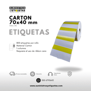 Rollo Etiqueta de Cartón para Gondolas 70x40 Amarilla-Blanco