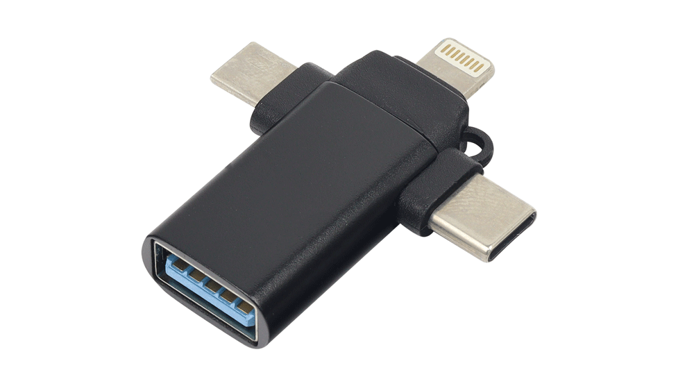 Adaptador OTG 3 en 1 – USB 3.0 a Tipo-C, Lightning y Micro USB