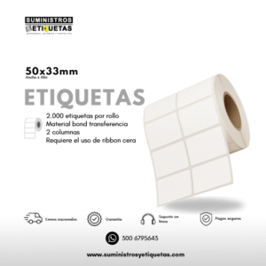 Rollo etiqueta adhesiva 50x33 transferencia (TT) blanca
